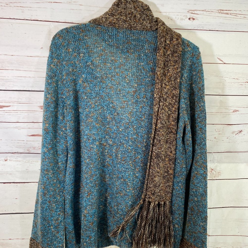 SOLD Christopher & Banks Blue & Brown Weave Sweater NWOT - Picture 12 of 13